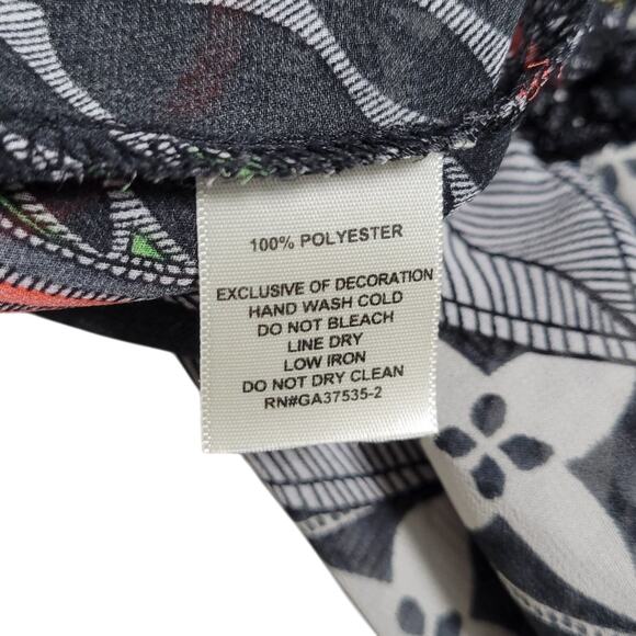 Monteau Black White Geometric Fringe Lace Up Blouse Top Size S - Picture 4 of 5